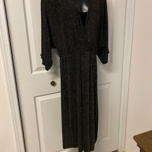 Gold and Black Metallic Wrap Dress 2X NWOT